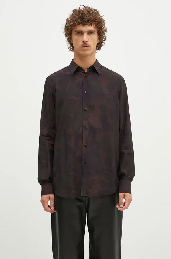Paul Smith Košulja Paul Smith za muškarce, boja: smeđa, regular, s klasičnim ovratnikom, M1R-901U-N02490