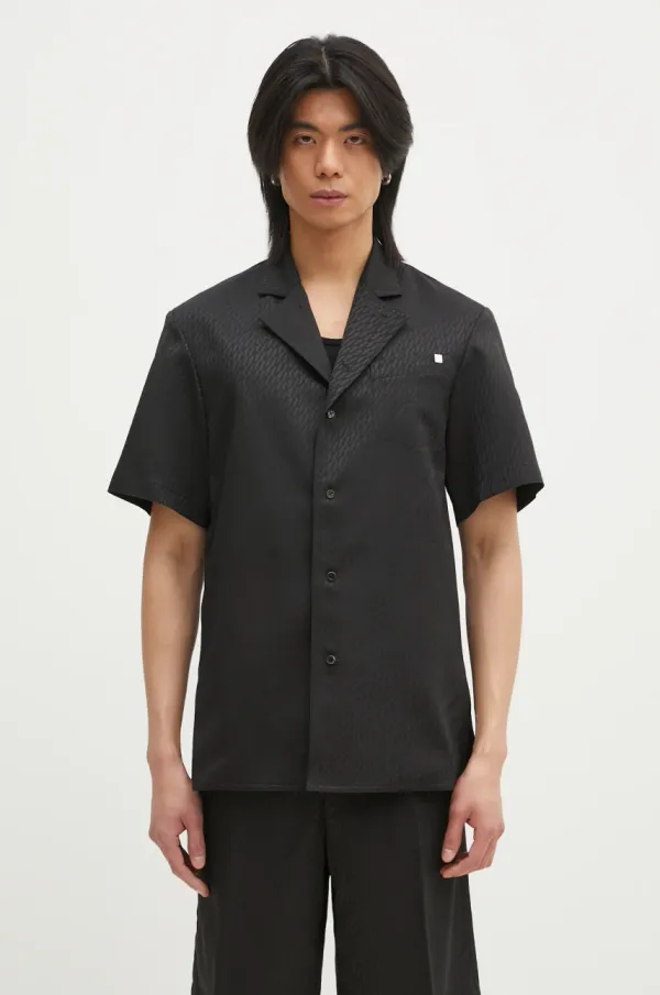 Helmut Lang Košulja s primjesom vune Calvin Klein Jeans Modest Ss Sh.Tonal J boja: crna, regular, O10HM506