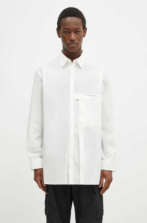 Y-3 Košulja Y-3 Pleated Pocket Shirt za muškarce, boja: bijela, relaxed, s klasičnim ovratnikom, JL6665