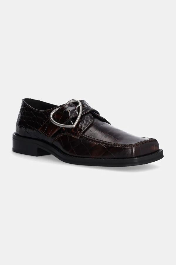 Martine Rose Kožne cipele Martine Rose Square Toe Buckle Loafer za žene, boja: smeđa, ravni potplat, 1055LE01710W