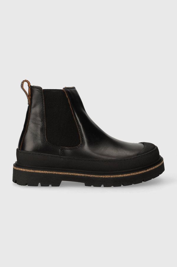 Birkenstock Kožne gležnjače Birkenstock za žene, boja: crna, ravni potplat