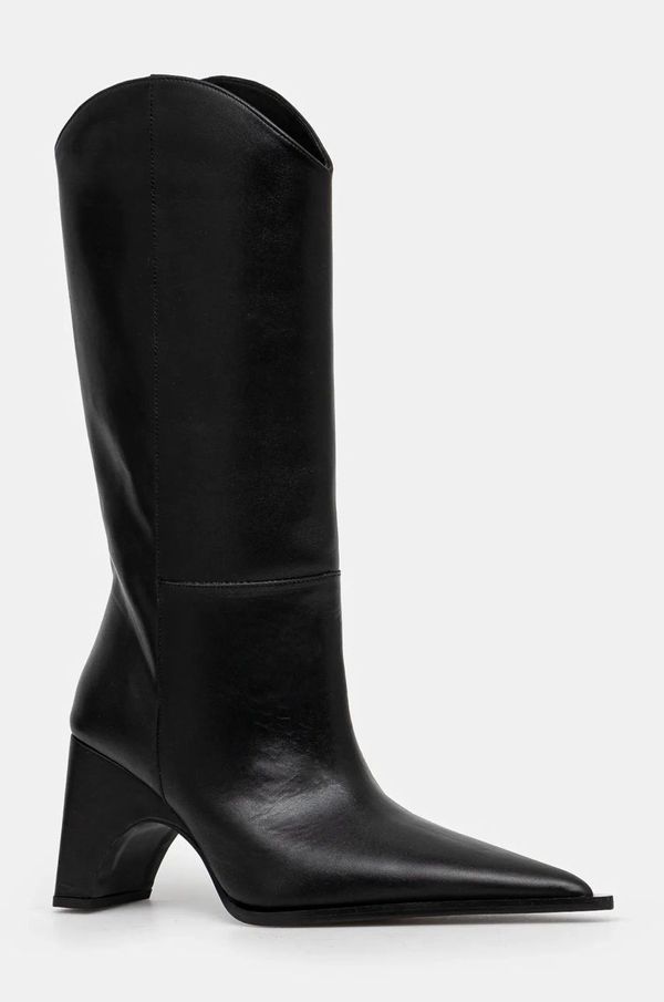 coperni Kožne kaubojske čizme Coperni Bridge Cowboy Boot za žene, boja: crna, s debelom potpeticom, COPSH16467