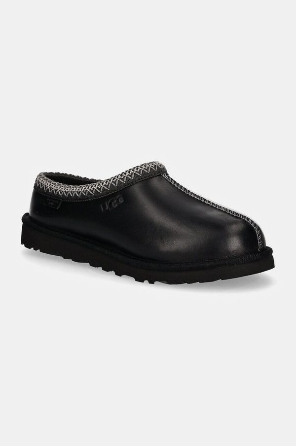 Ugg Kožne kućne papuče UGG Tasman Lthr Regen boja: crna, 1163890-BLK