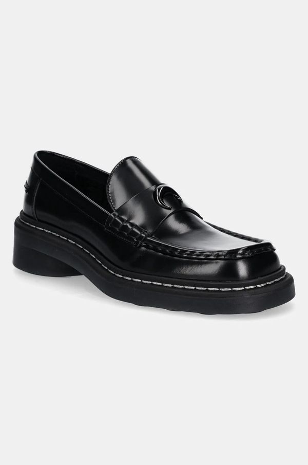 Marine Serre Kožne mokasinke Marine Serre Shiny Leather Ms Loaf za žene, boja: crna, ravni potplat, WFW046A.RLEA0018
