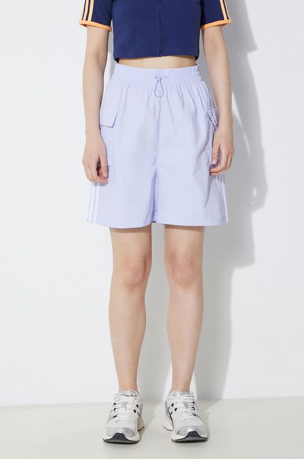 adidas Originals Kratke hlače adidas Originals 3S Cargo Shorts za žene, boja: ljubičasta, s aplikacijom, visoki struk, JH1075