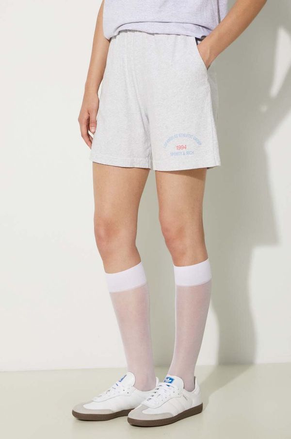 Sporty & Rich Kratke hlače Sporty & Rich LA Athletic Group Gym Shorts za žene, boja: siva, s tiskom, visoki struk, SH021S402LH