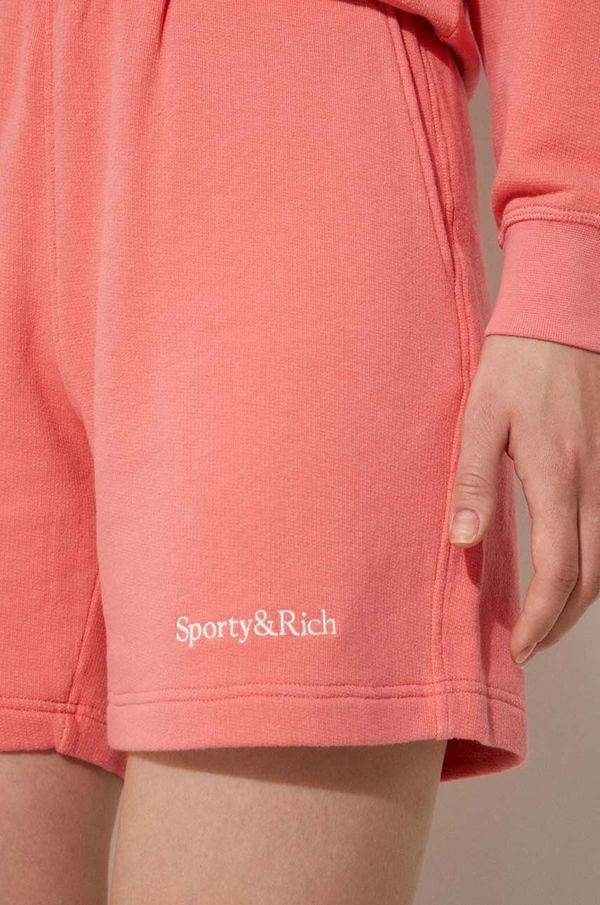 Sporty & Rich Kratke hlače Sporty & Rich Serif Logo Soft Gym za žene, boja: ružičasta, bez uzorka, visoki struk, SH007S402SC