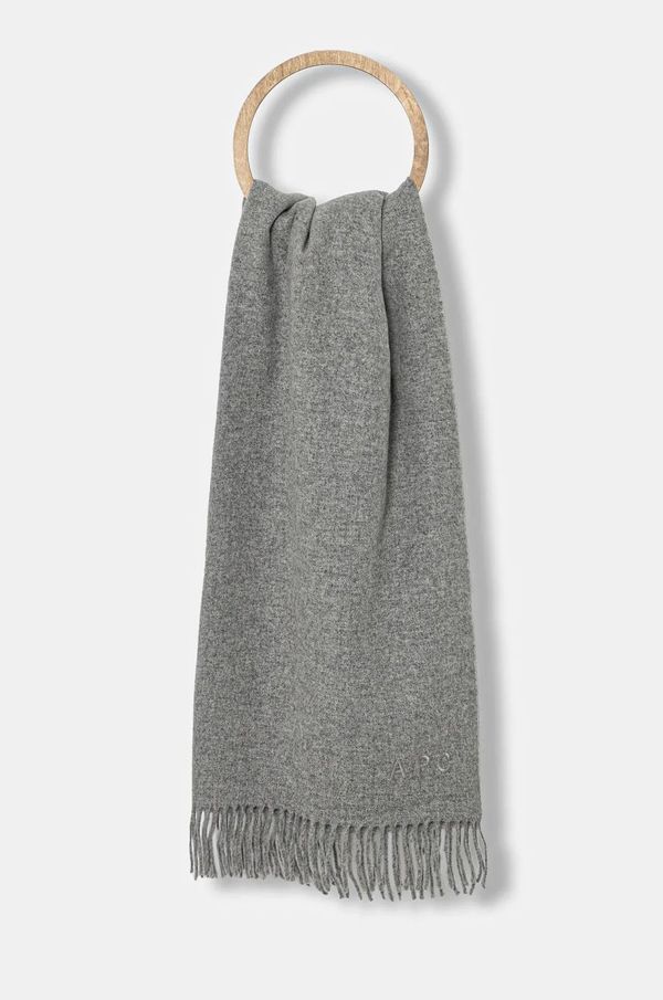 A.P.C. Kratki vuneni šal A.P.C. Echarpe Alix Brodee boja: siva, bez uzorka, WOAFE-M15170