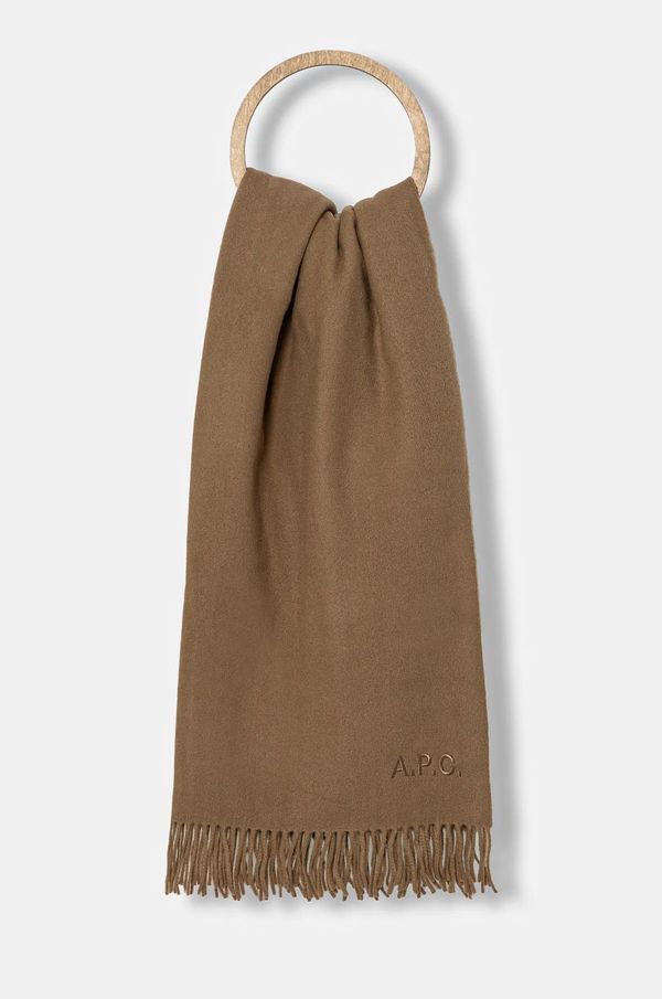 A.P.C. Kratki vuneni šal A.P.C. Echarpe Alix Brodee boja: smeđa, bez uzorka, WOAFE-M15170