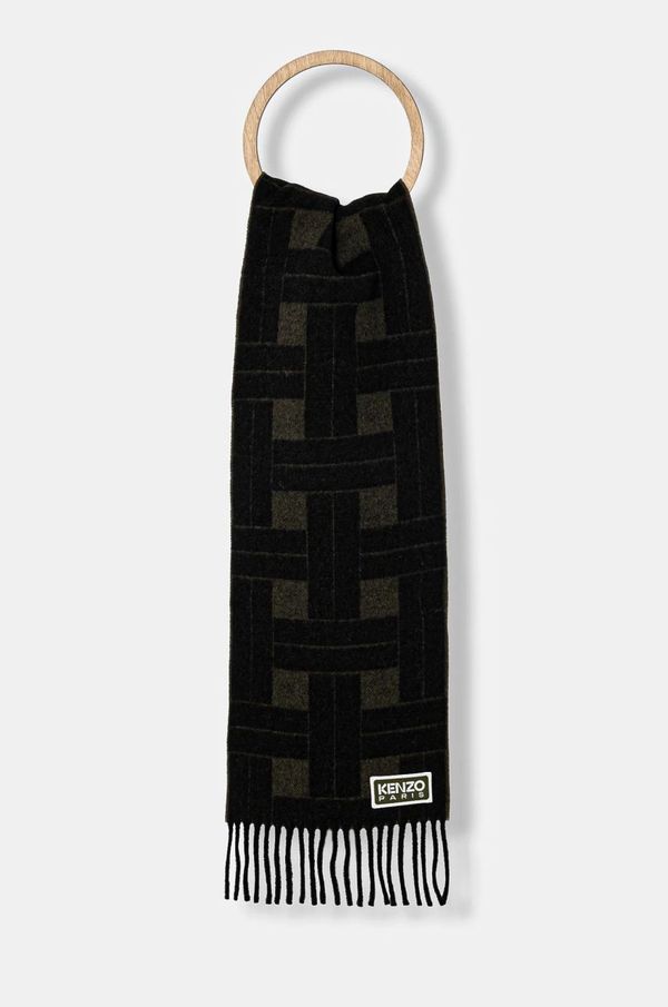 Kenzo Kratki vuneni šal Kenzo Reversible Scarf boja: zelena, s uzorkom, FE68EU014JEC.51
