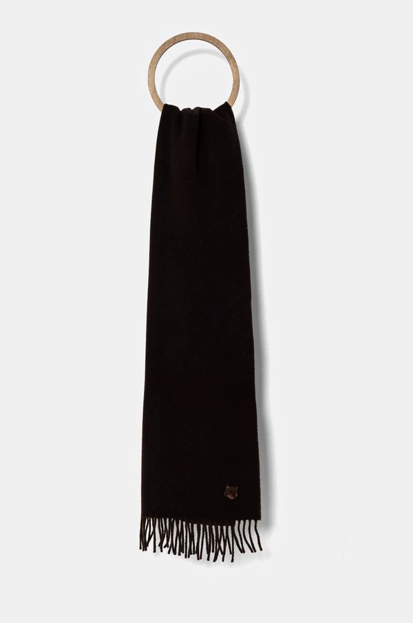 Maison Kitsuné Kratki vuneni šal Maison Kitsuné Bold Fox Head Double Face boja: smeđa, bez uzorka, NM06201WA0018