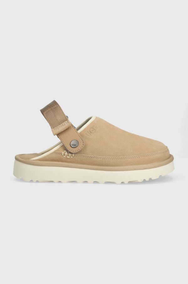Ugg Kućne papuče od brušene kože UGG Goldencoast Clog boja: bež, 1142172