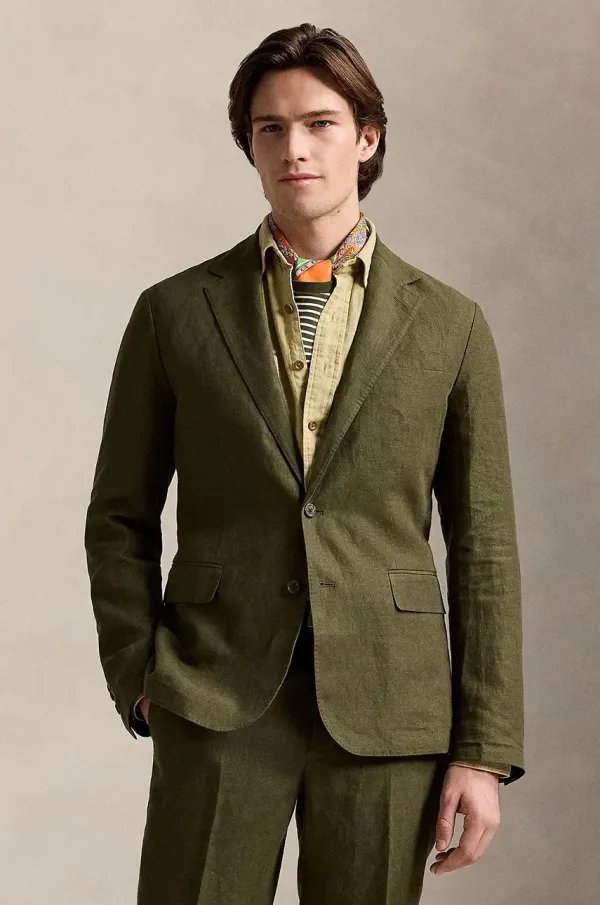 Polo Ralph Lauren Laneni sako Polo Ralph Lauren Sportcoat boja: zelena, 715927474