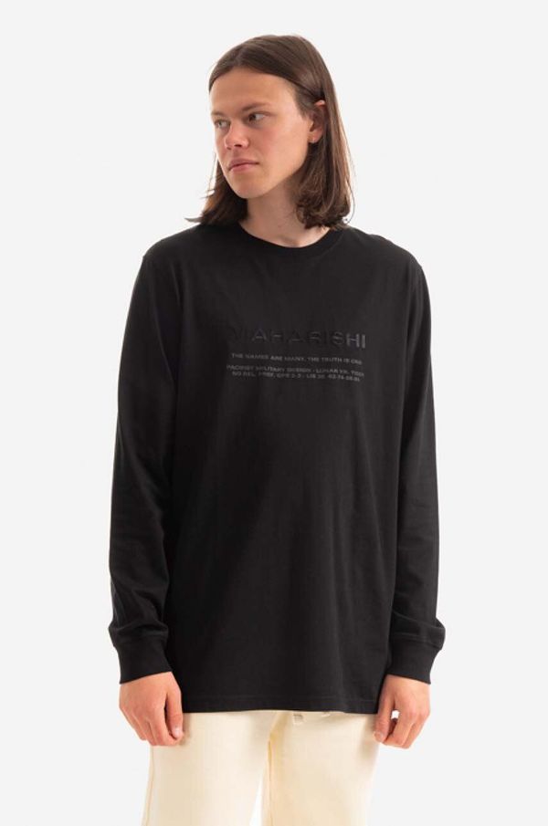 Maharishi Pamučna majica dugih rukava Maharishi boja: crna, s tiskom, 9754.BLACK-BLACK