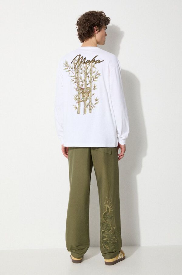 Maharishi Pamučna majica dugih rukava Maharishi Dragon Bamboo boja: bijela, s aplikacijom, 5080.WHITE