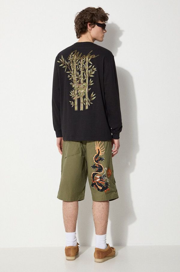 Maharishi Pamučna majica dugih rukava Maharishi Dragon Bamboo boja: crna, s aplikacijom, 5080.BLACK