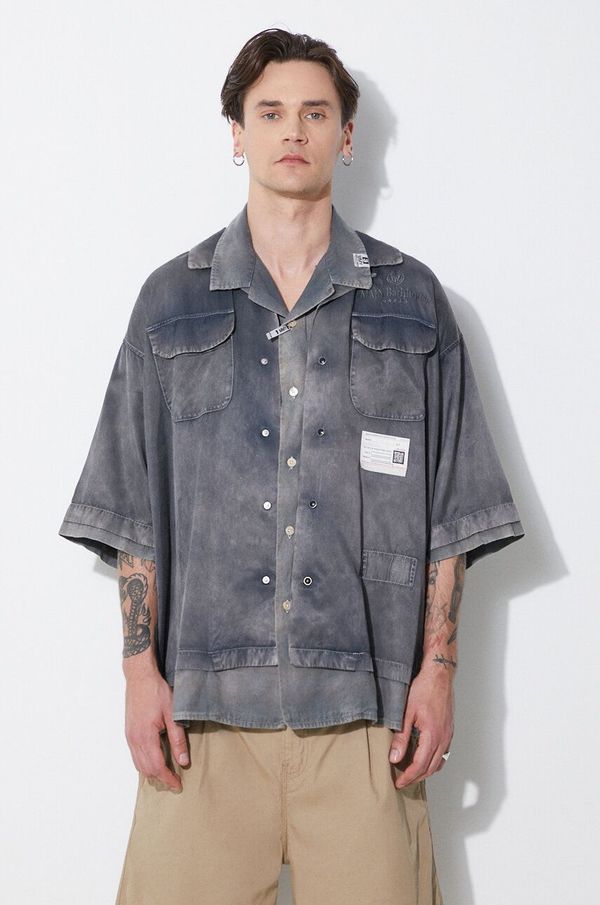 Maison MIHARA YASUHIRO Košulja Maison MIHARA YASUHIRO Rc Twill Double Layered S/S za muškarce, boja: siva, relaxed, A12SH071