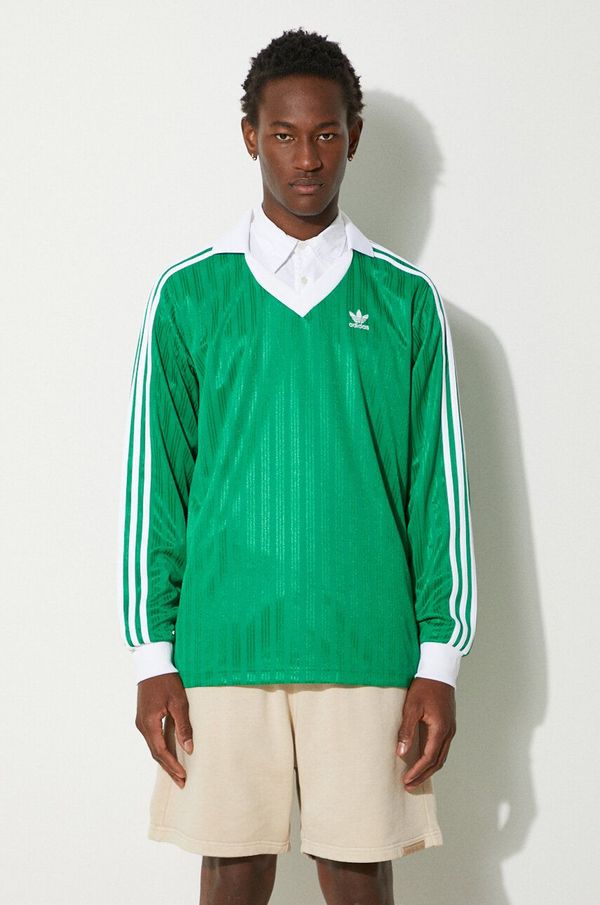 adidas Originals Majica dugih rukava adidas Originals Adicolor Piqué Football Long Sleeve za muškarce, boja: zelena, s aplikacijom, IX5225