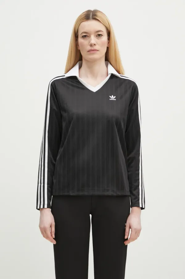 adidas Originals Majica dugih rukava adidas Originals V-Neck Longsleeve Tee za žene, boja: crna, JD2603