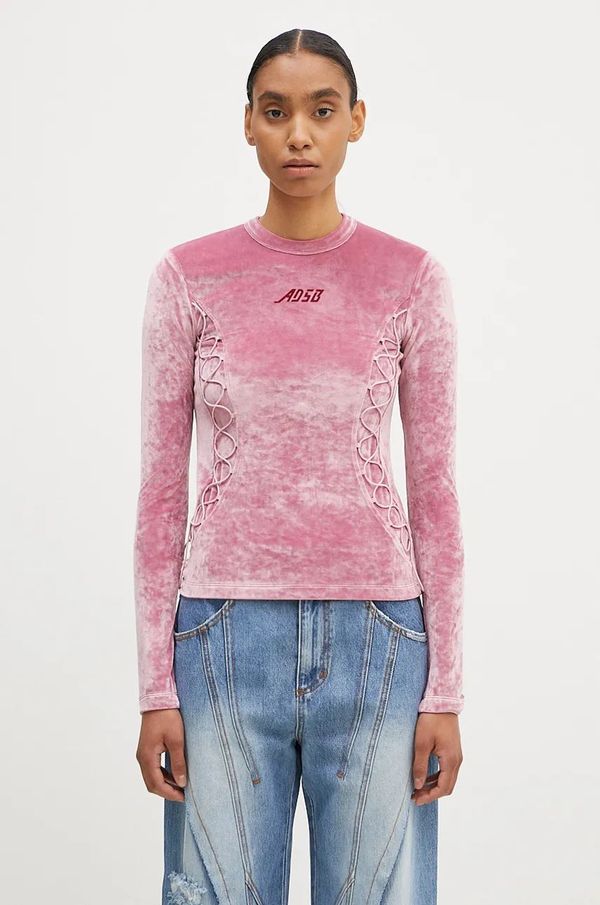 Andersson Bell Majica dugih rukava Andersson Bell Velvet Lace Up Longsleeve boja: ružičasta, atb1206w