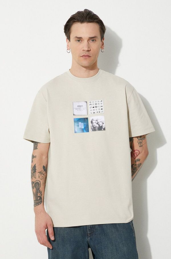 Ader Error Majica kratkih rukava Ader Error Tee za muškarce, boja: bež, s tiskom, BN01SSTS0107