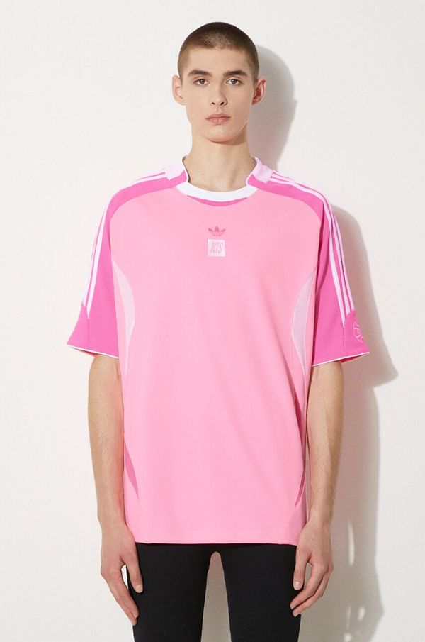 adidas Originals Majica kratkih rukava adidas Originals adidas x NTS Radio Jersey 2 za muškarce, boja: ružičasta, s uzorkom, JI5147
