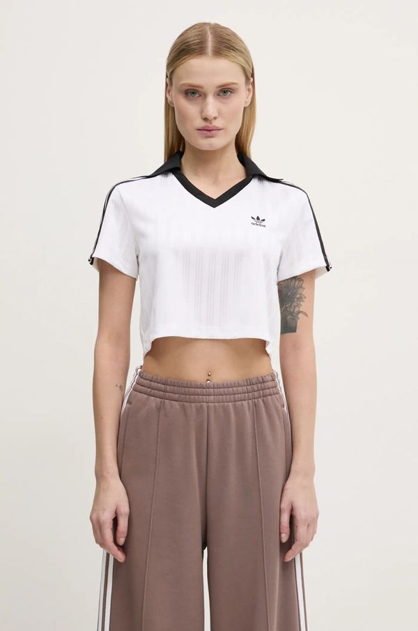 adidas Originals Majica kratkih rukava adidas Originals V-NECK POLO za žene, boja: bijela, JD2608