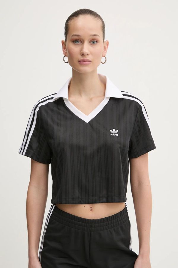 adidas Originals Majica kratkih rukava adidas Originals V-NECK POLO za žene, boja: crna, JD2606