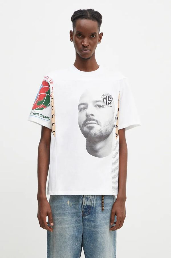 Marine Serre Majica kratkih rukava Marine Serre Regenerated Graphic T-Shirts Regular Fit T-Shirt za muškarce, boja: bijela, s uzorkom, MTT080A.UJER0003