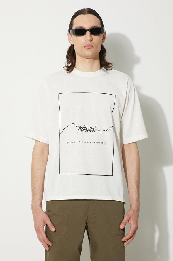 Nanga Majica kratkih rukava Nanga Dry Mix Frame Logo Tee za muškarce, boja: bijela, s tiskom, NW2221.1G503