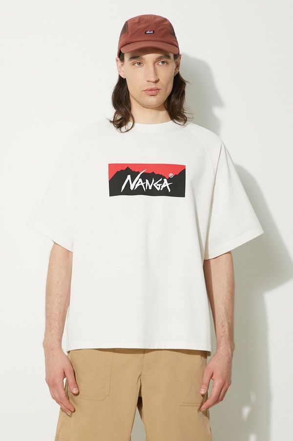 Nanga Majica kratkih rukava Nanga Eco Hybrid Box Logo Loose Fit Tee za muškarce, boja: bijela, s tiskom, NW2311.1G209