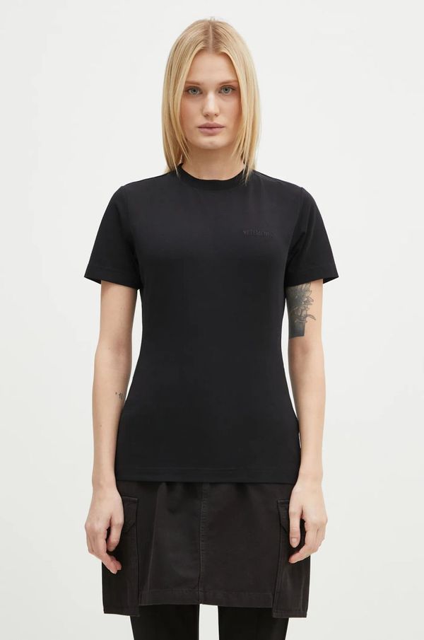 Vetements Majica kratkih rukava VETEMENTS Embroidered Logo Fitted Hourglass za žene, boja: crna, WA66TR630B