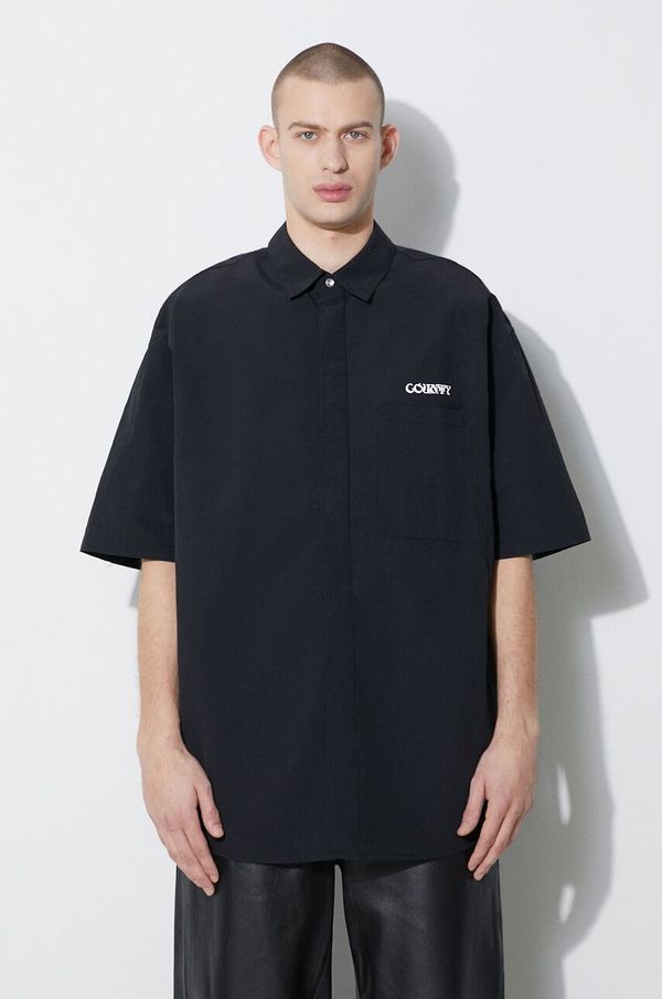 Marcelo Burlon Košulja Marcelo Burlon Logo Nylon Over Shirt za muškarce, boja: crna, relaxed, s klasičnim ovratnikom, CMGG005S24FAB0011001