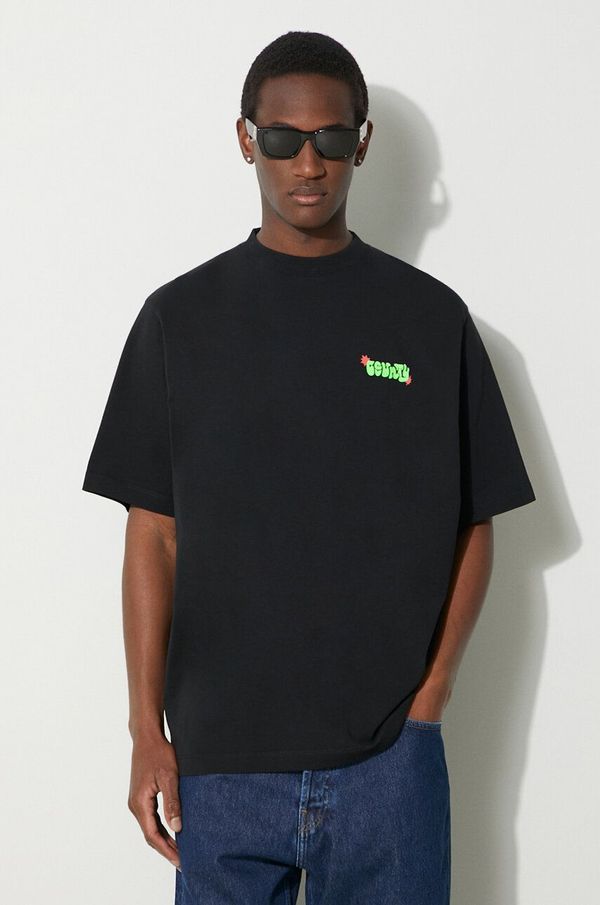 Marcelo Burlon Pamučna majica Marcelo Burlon Solsticio Over za muškarce, boja: crna, s tiskom, CMAA054S24JER0071050