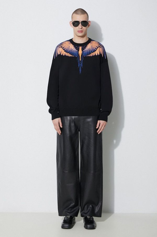 Marcelo Burlon Pamučni pulover Marcelo Burlon Icon Wings Knit Boxy Crew boja: crna, lagani, CMHE024S24KNI0011026