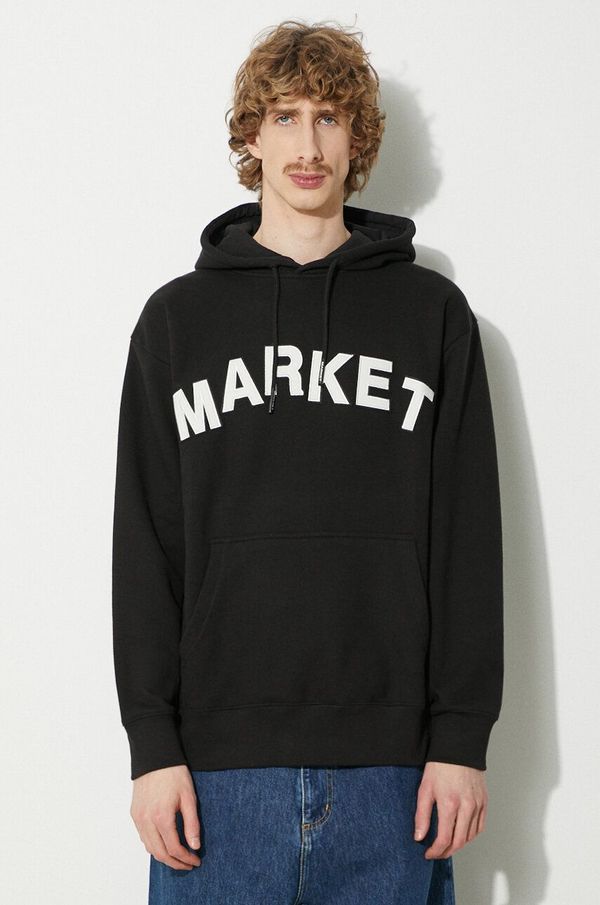 Market Pamučna dukserica Market Community Garden Hoodie za muškarce, boja: crna, s kapuljačom, s aplikacijom, 397000580