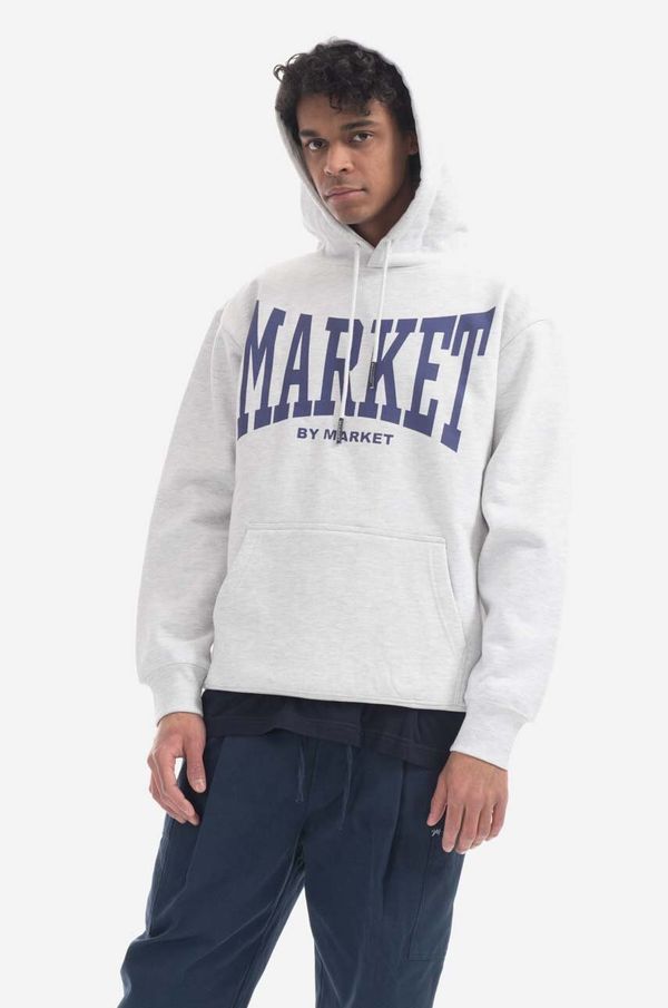 Market Pamučna dukserica Market Persistent Logo Hoodie za muškarce, boja: siva, s kapuljačom, s tiskom, 397000470.0016-grey