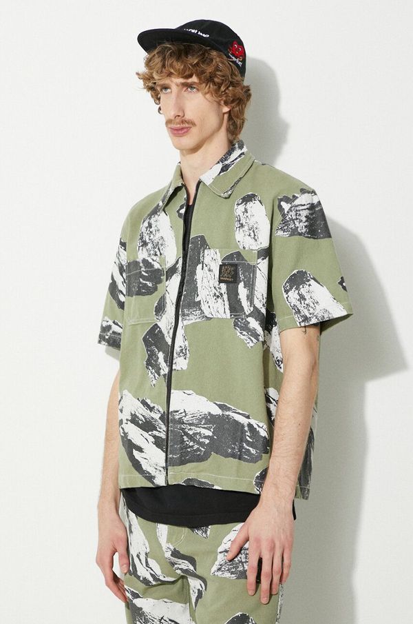 Market Pamučna košulja Market Talus Work Shirt za muškarce, boja: zelena, regular, s klasičnim ovratnikom, 369000152
