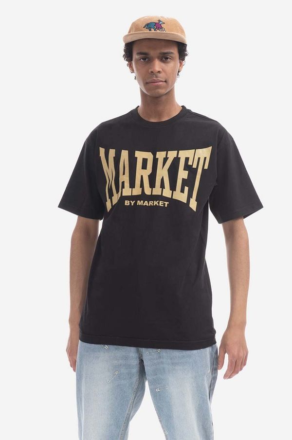 Market Pamučna majica Market boja: crna, s tiskom, 399001370-cream