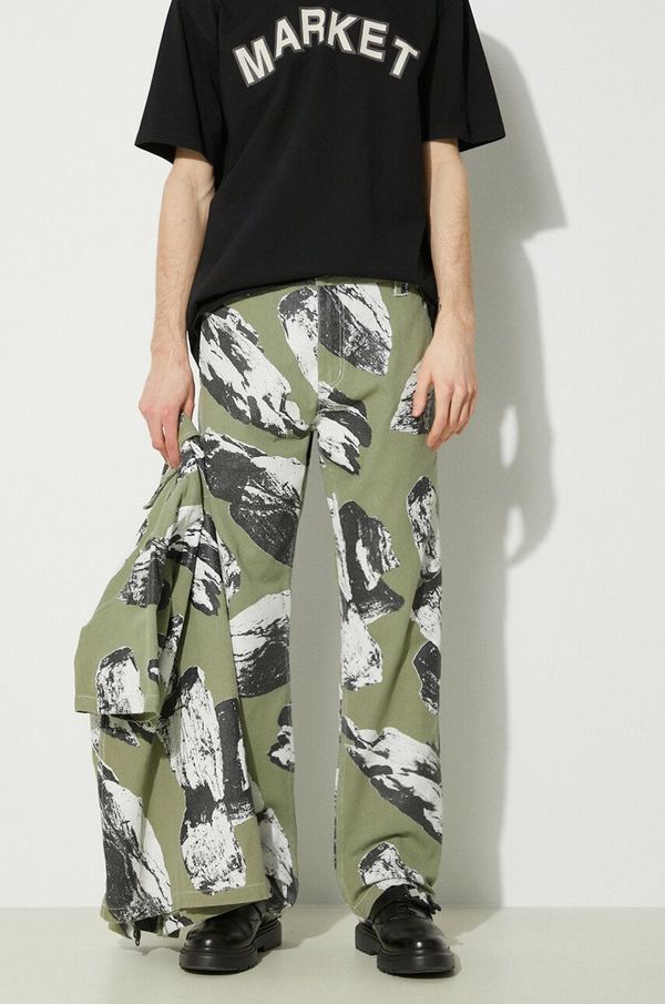 Market Pamučne hlače Market Talus Work Pants boja: zelena, ravni kroj, 388001157