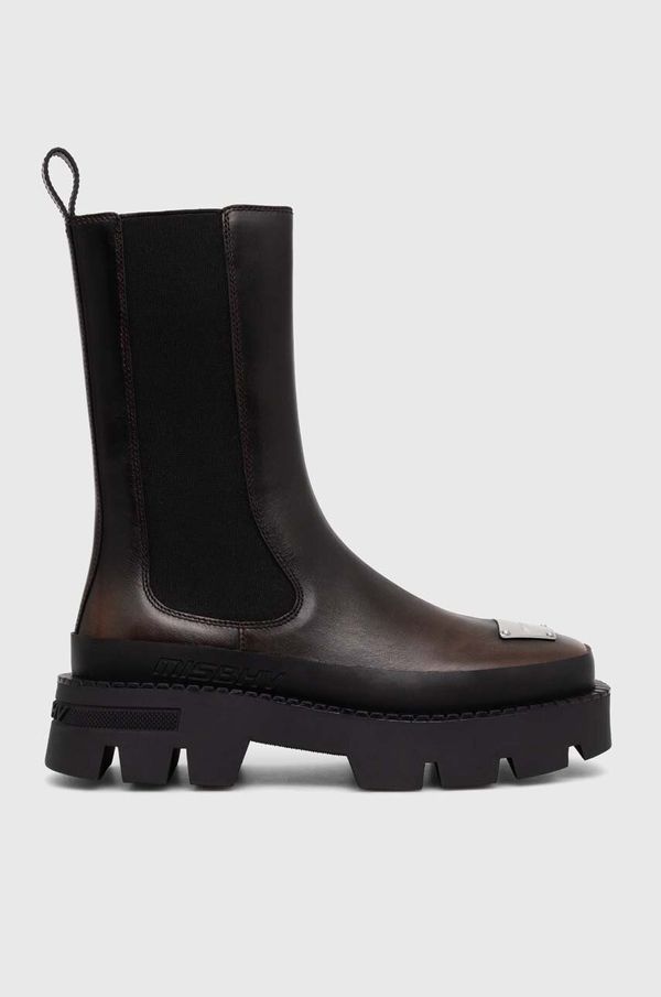 MISBHV Kožne gležnjače MISBHV The 2000 Chelsea Boot za žene, boja: smeđa, s platformom, 231BW103