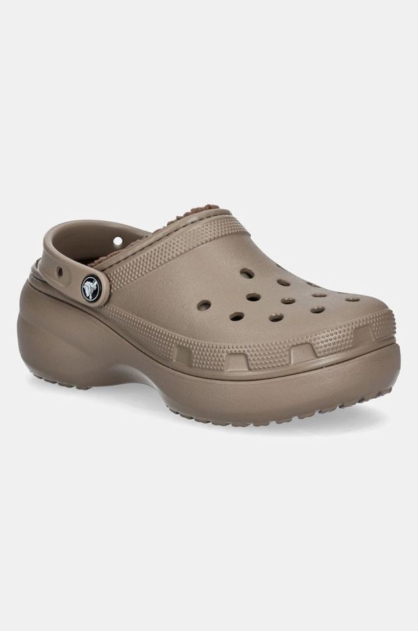 Crocs Natikače Crocs Classic Platform Lined Clog za žene, boja: smeđa, s platformom, 207938.195