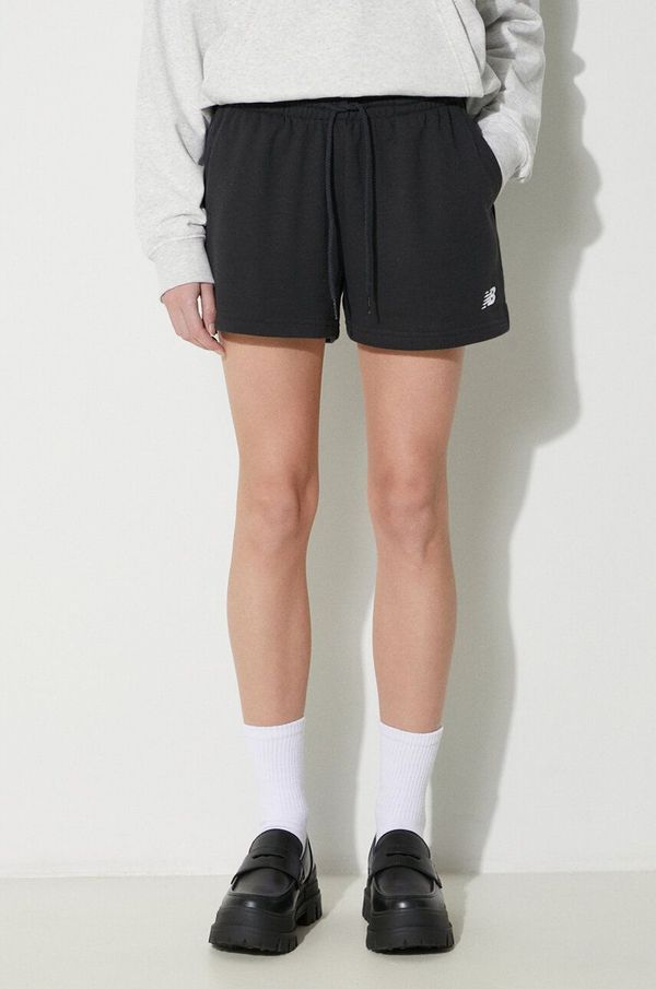 New Balance Kratke hlače New Balance French Terry Short za žene, boja: crna, bez uzorka, visoki struk, WS41500BK
