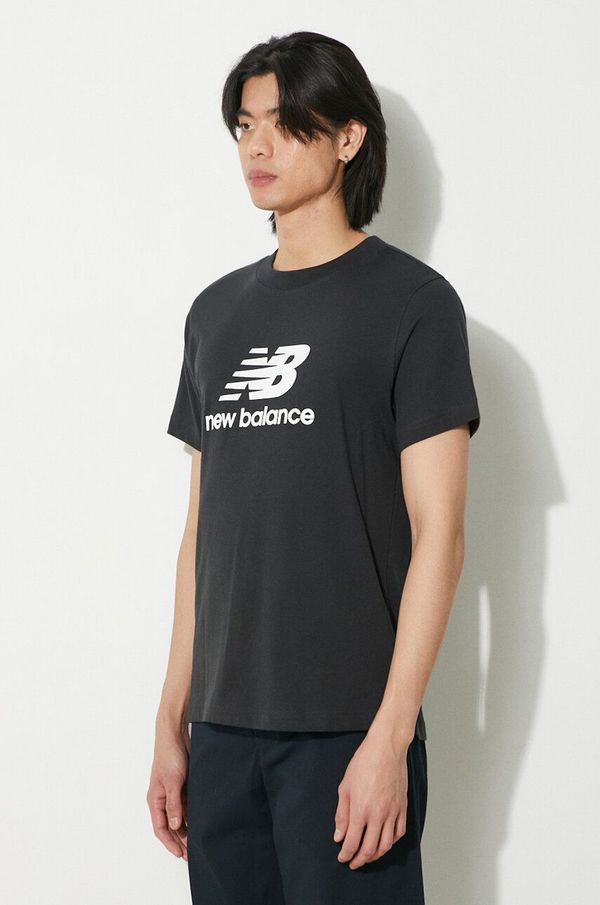 New Balance Pamučna majica New Balance Sport Essentials za muškarce, boja: crna, s tiskom, MT41502BK