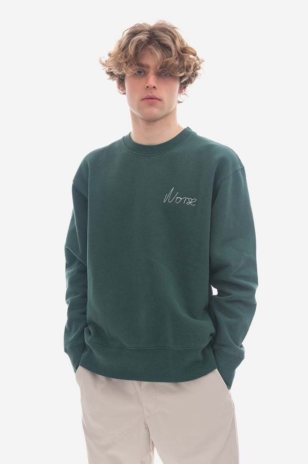 Norse Projects Pamučna dukserica Norse Projects Arne Chain Stitch Logo za muškarce, boja: zelena, glatka, N20.1347.8112-8112