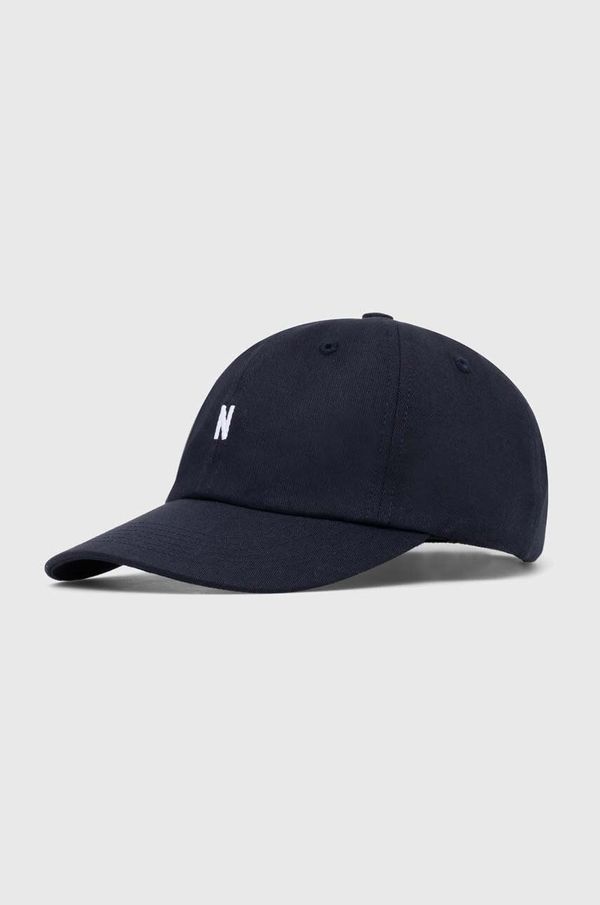 Norse Projects Pamučna kapa sa šiltom Norse Projects boja: tamno plava, glatka, N80.0001.7004-7004