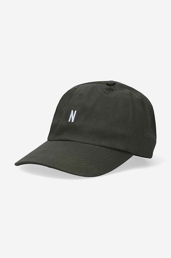 Norse Projects Pamučna kapa sa šiltom Norse Projects boja: zelena, bez uzorka, N80.0001.8109-8109