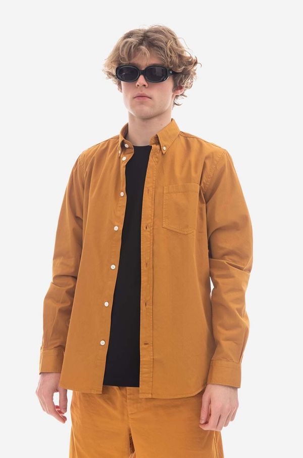 Norse Projects Pamučna košulja Norse Projects Anton Light Twill za muškarce, boja: narančasta, regular, s button-down ovratnikom, N40.0790.8127-8127