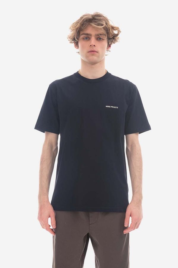 Norse Projects Pamučna majica Norse Projects boja: tamno plava, glatki model, N01.0606.7004-7004
