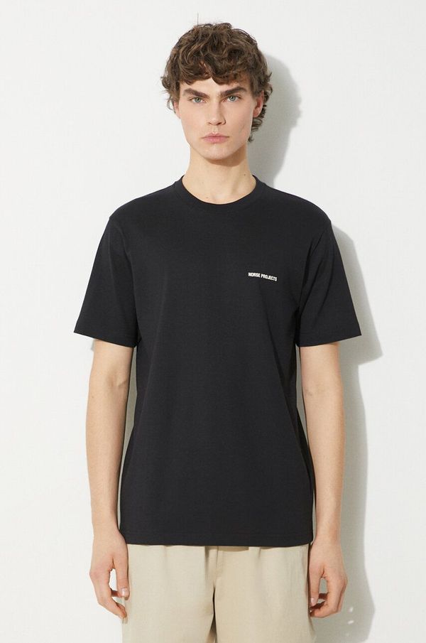 Norse Projects Pamučna majica Norse Projects Johannes Organic Logo za muškarce, boja: crna, bez uzorka, N01.0606.9999